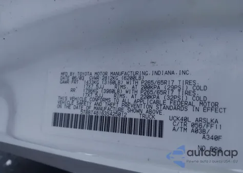 2003 Toyota Tundra Ltd V8 из США, поврежденный, VIN 5TBBT48163S425012